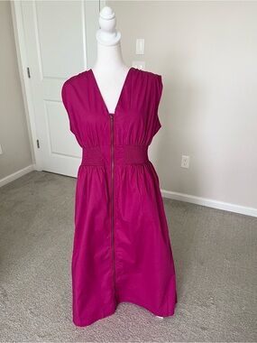 NWOT Sugarlips Joslyn Zip-Front Midi Dress Size XL in Magenta